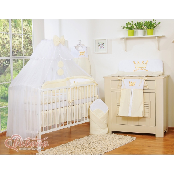 Linge de Lit Bébé Parure 11 pcs Moustiquaire Crème Little Prince / Princess