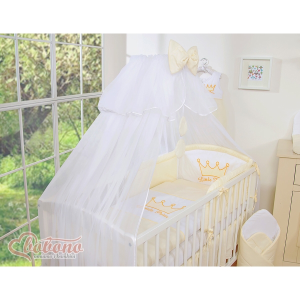 Linge de Lit Bébé Parure 11 pcs Moustiquaire Crème Little Prince / Princess