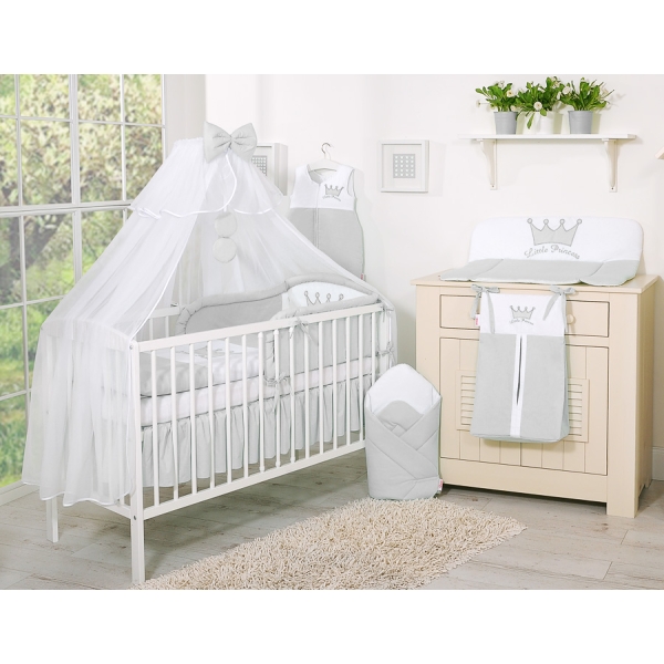 Linge de Lit Bébé Parure 11 pcs Moustiquaire Gris Prince / Princess