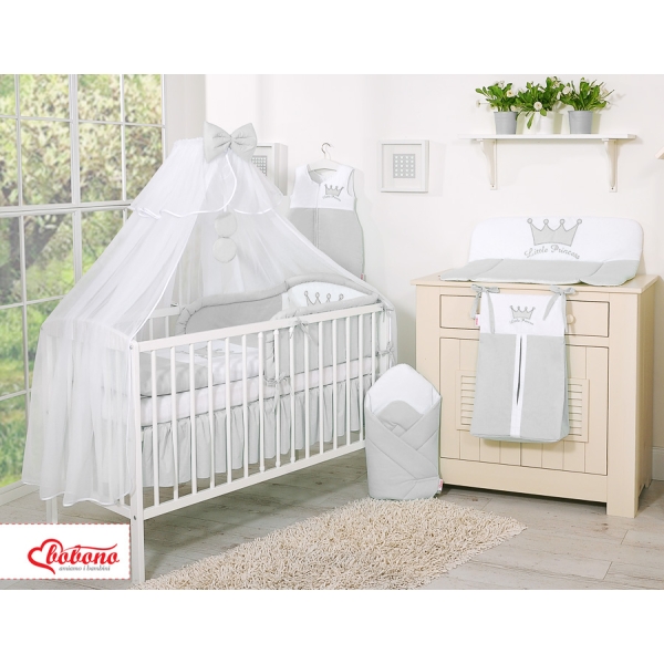 Linge de Lit Bébé Parure 11 pcs Moustiquaire Gris Prince / Princess