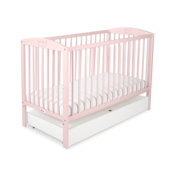 Lit à Barreaux avec Tiroir 60x120 cm Standard Rose Poudré