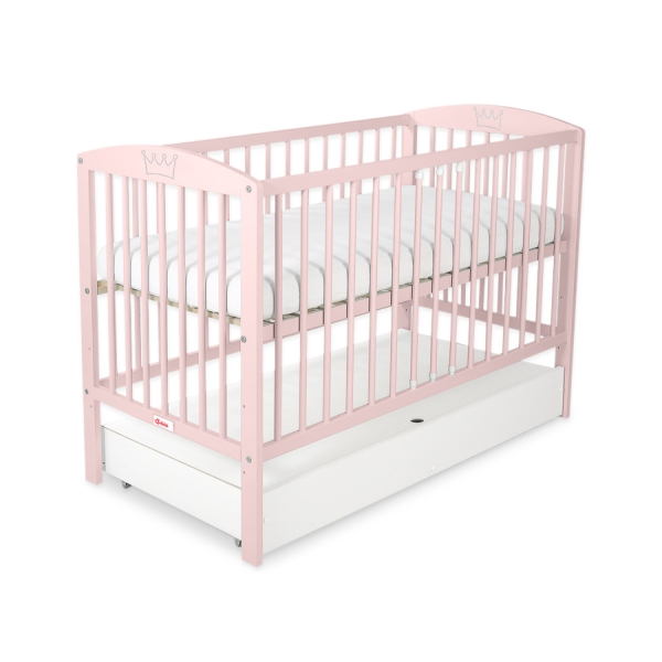 Lit à Barreaux avec Tiroir 60x120 cm Standard Rose Poudré