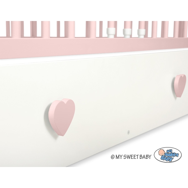 Lit avec Tiroir pour Bébé 60x120 cm Lorenzo Maxi Blanc Rose Poudré