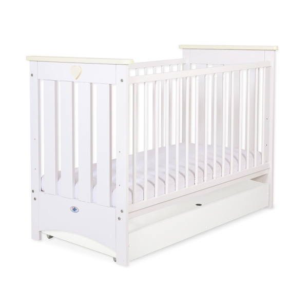 Lit avec Tiroir pour Bébé 60x120 cm Lorenzo Standard Crème Blanc