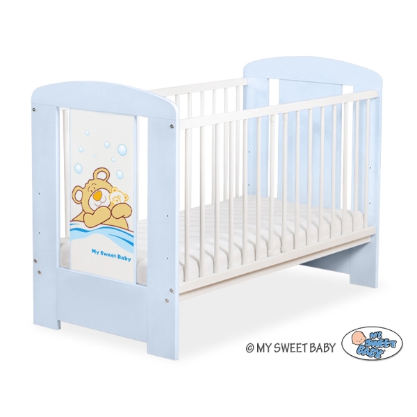 Lit Bébé à Barreaux 120x60 cm Bleu Barnabé