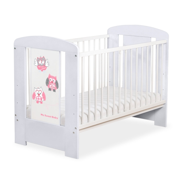 Lit Bébé à Barreaux 120x60 cm Gris Hiboux