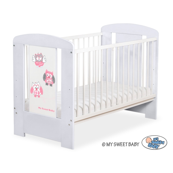 Lit Bébé à Barreaux 120x60 cm Gris Hiboux