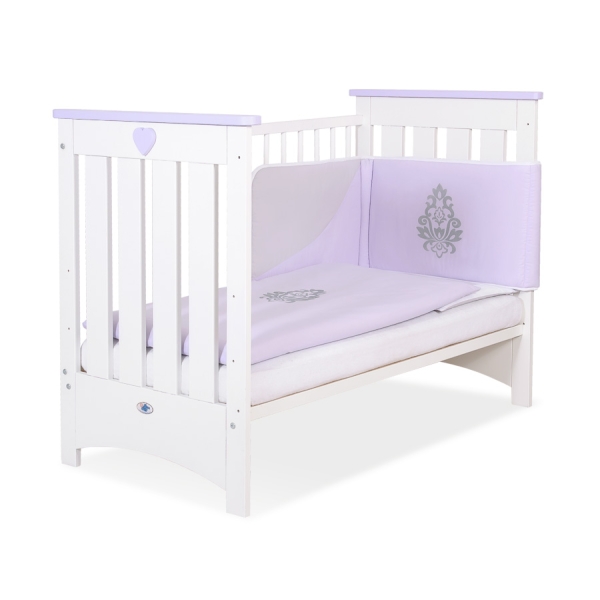 Lit Bébé a Barreaux 120x60 cm Lorenzo Blanc Lila