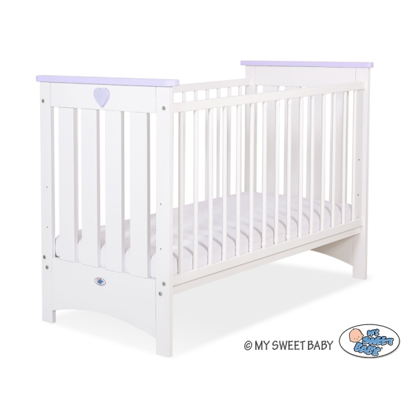 Lit Bébé a Barreaux 120x60 cm Lorenzo Blanc Lila