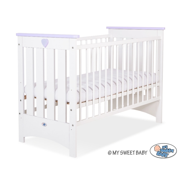 Lit Bébé a Barreaux 120x60 cm Lorenzo Blanc Lila