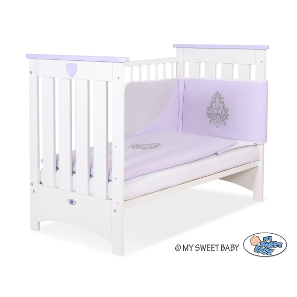 Lit Bébé a Barreaux 120x60 cm Lorenzo Blanc Lila