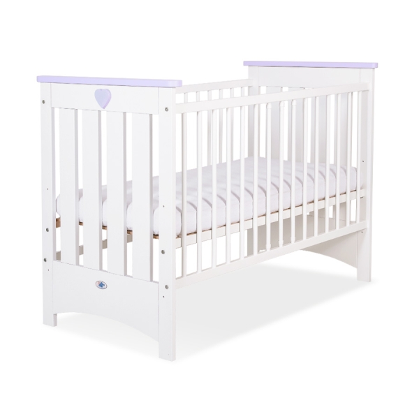 Lit Bébé a Barreaux 120x60 cm Lorenzo Blanc Lila