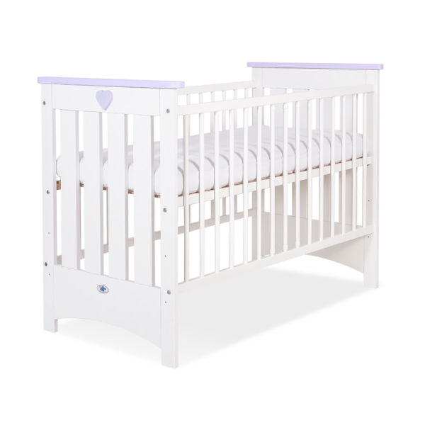Lit Bébé a Barreaux 120x60 cm Lorenzo Blanc Lila