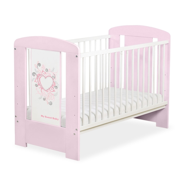 Lit Bébé à Barreaux 120x60 cm Rose Rose