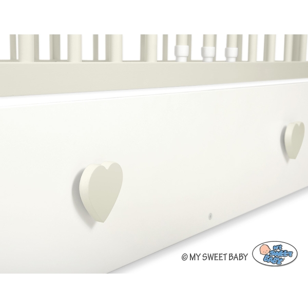 Lit Bébé a Barreaux 60x120 cm avec Tiroir Lorenzo Maxi Crème Blanc