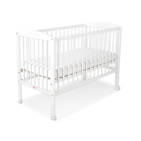 Lit Bebe a Barreaux 60x120 cm Blanc Cœurs