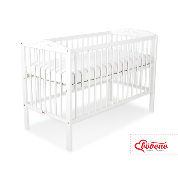 Lit Bebe a Barreaux 60x120 cm Blanc Cœurs