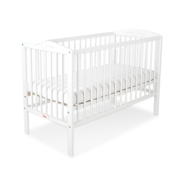 Lit Bebe a Barreaux 60x120 cm Blanc Cœurs