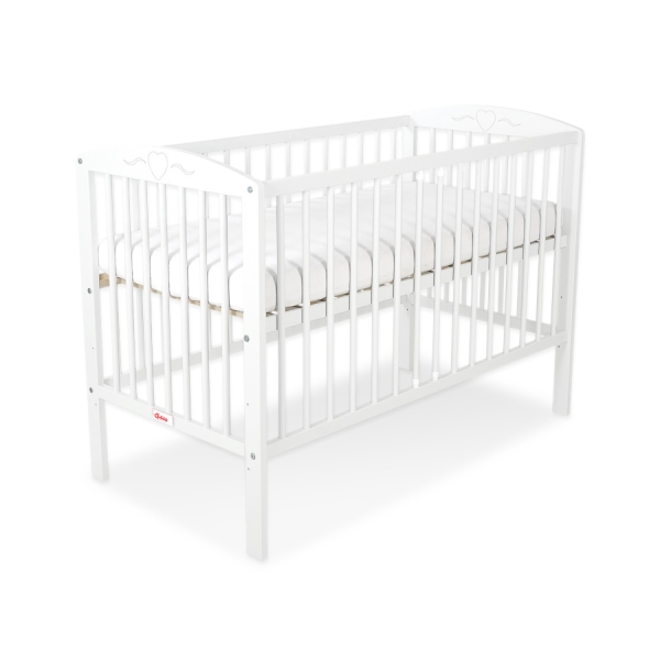 Lit Bebe a Barreaux 60x120 cm Blanc Cœurs