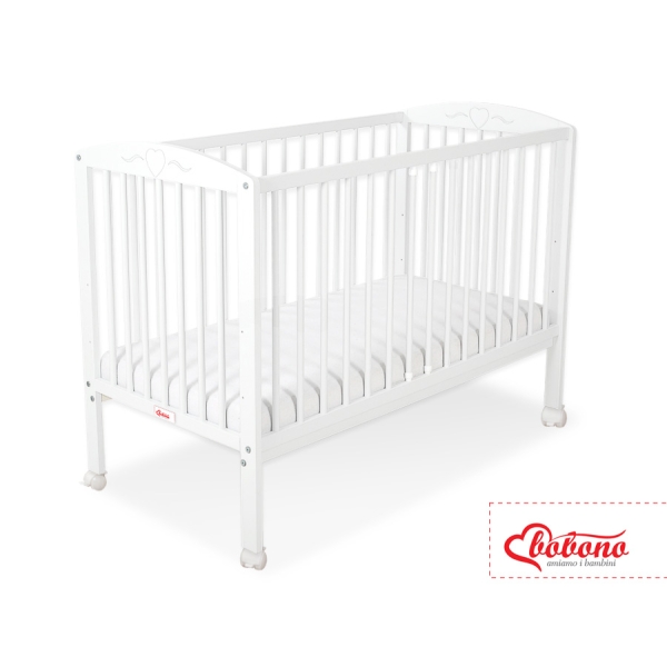 Lit Bebe a Barreaux 60x120 cm Blanc Cœurs