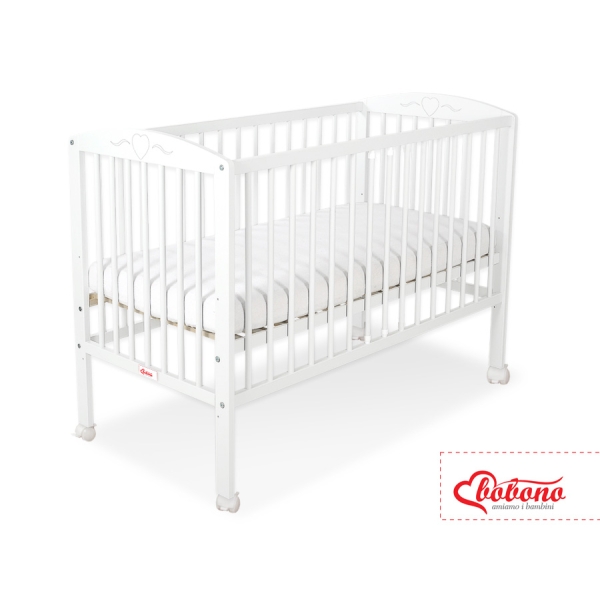 Lit Bebe a Barreaux 60x120 cm Blanc Cœurs