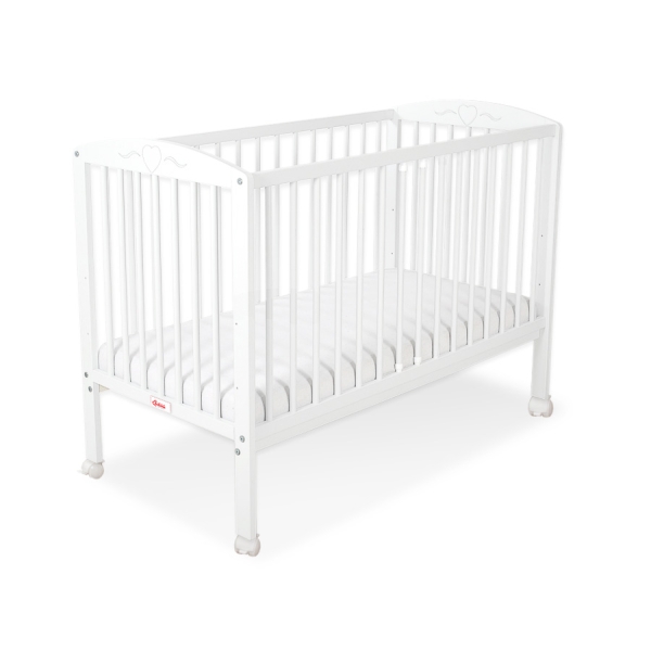 Lit Bebe a Barreaux 60x120 cm Blanc Cœurs