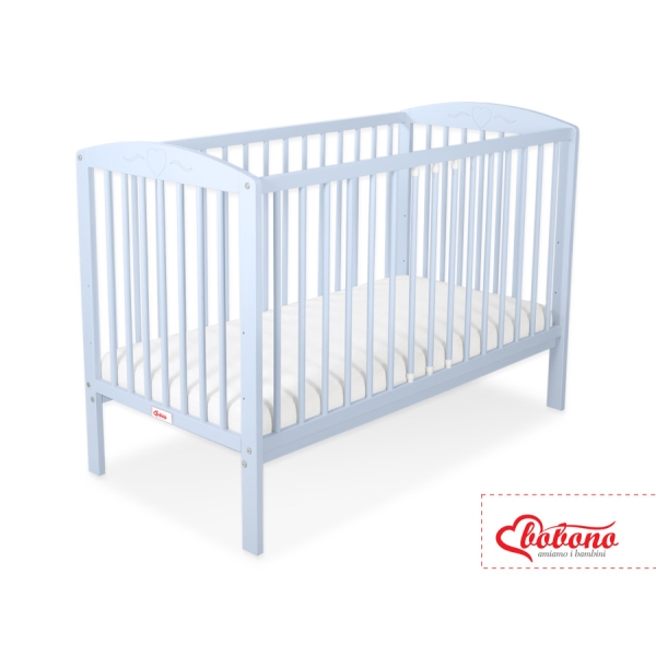 Lit Bebe a Barreaux 60x120 cm Bleu Cœurs
