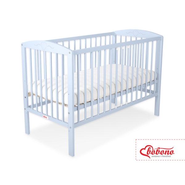 Lit Bebe a Barreaux 60x120 cm Bleu Cœurs