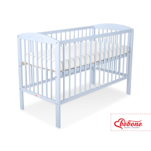 Lit Bebe a Barreaux 60x120 cm Bleu Cœurs