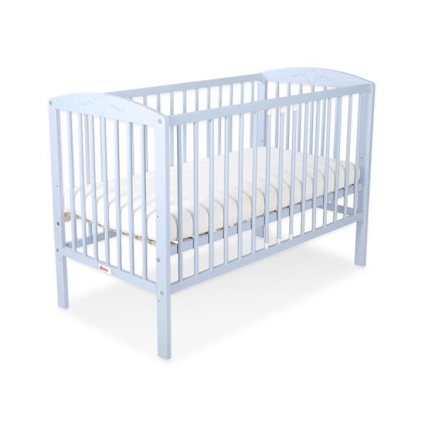 Lit Bebe a Barreaux 60x120 cm Bleu Cœurs