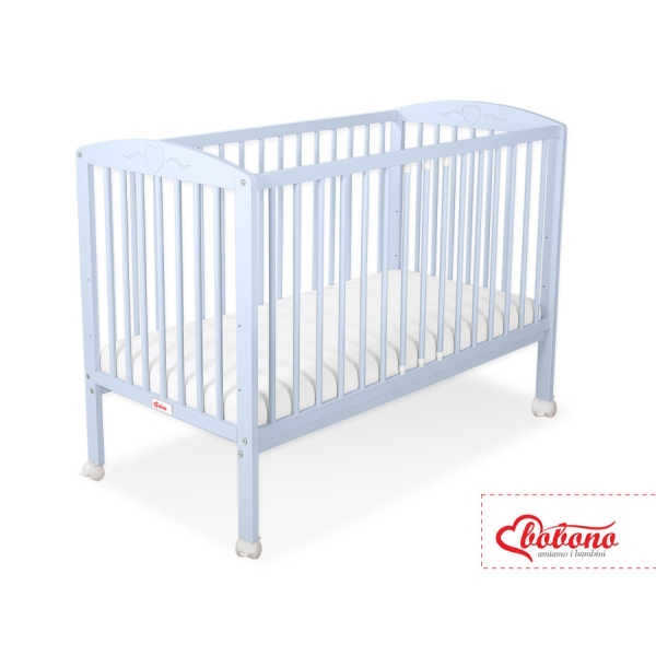 Lit Bebe a Barreaux 60x120 cm Bleu Cœurs