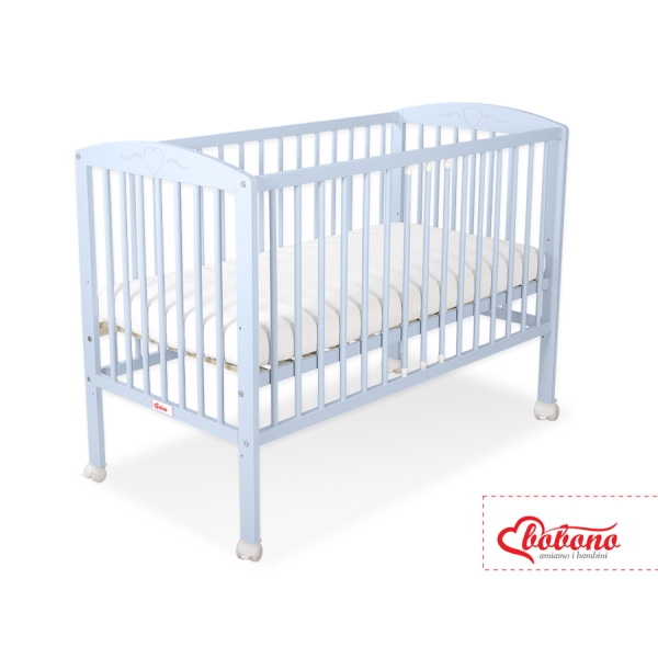 Lit Bebe a Barreaux 60x120 cm Bleu Cœurs