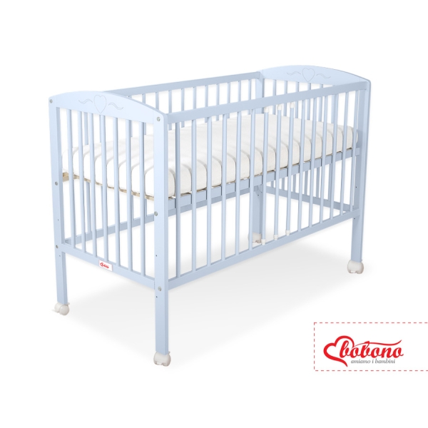 Lit Bebe a Barreaux 60x120 cm Bleu Cœurs