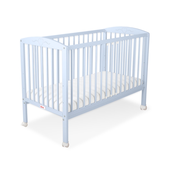 Lit Bebe a Barreaux 60x120 cm Bleu Cœurs
