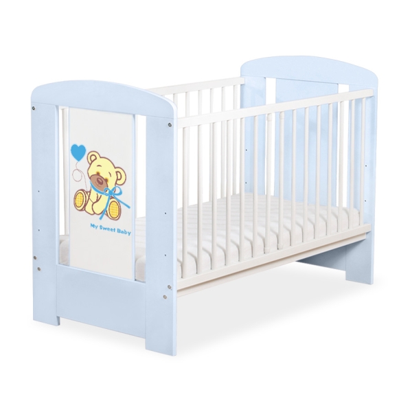 Lit Bébé à Barreaux 60x120 cm Bleu Papillon