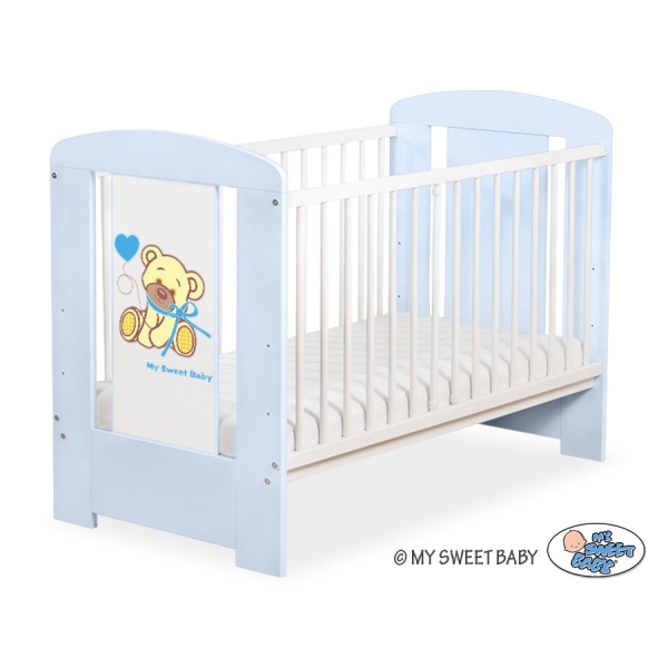 Lit Bébé à Barreaux 60x120 cm Bleu Papillon