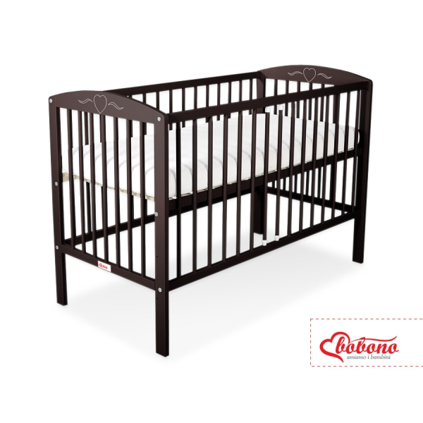 Lit Bebe a Barreaux 60x120 cm Brun Cœurs
