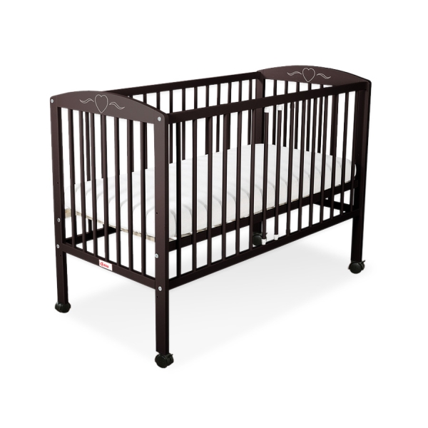 Lit Bebe a Barreaux 60x120 cm Brun Cœurs
