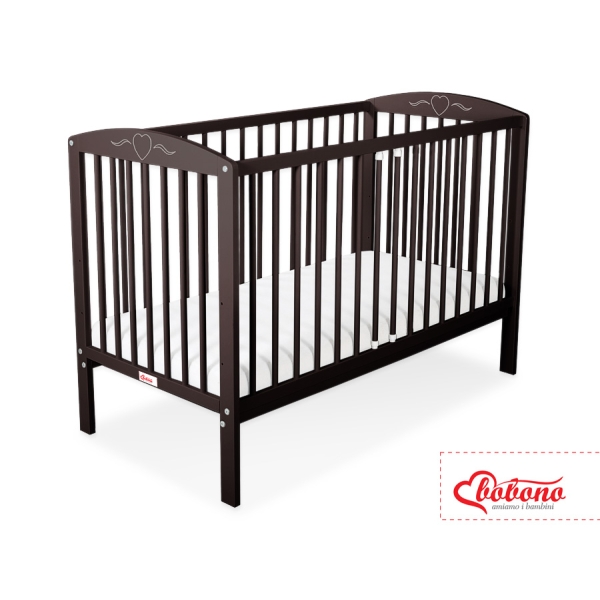 Lit Bebe a Barreaux 60x120 cm Brun Cœurs