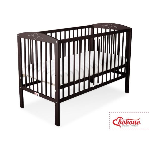 Lit Bebe a Barreaux 60x120 cm Brun Cœurs