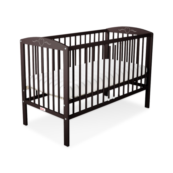 Lit Bebe a Barreaux 60x120 cm Brun Cœurs