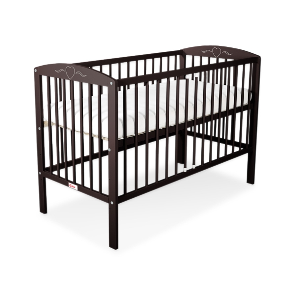 Lit Bebe a Barreaux 60x120 cm Brun Cœurs