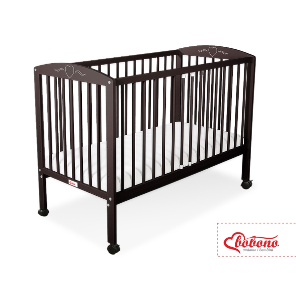 Lit Bebe a Barreaux 60x120 cm Brun Cœurs