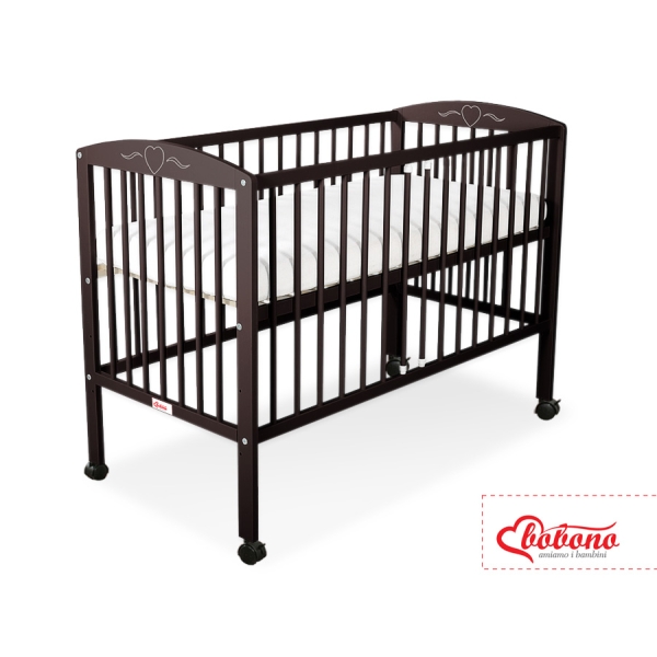 Lit Bebe a Barreaux 60x120 cm Brun Cœurs