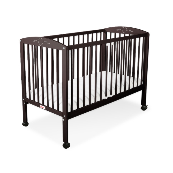 Lit Bebe a Barreaux 60x120 cm Brun Cœurs