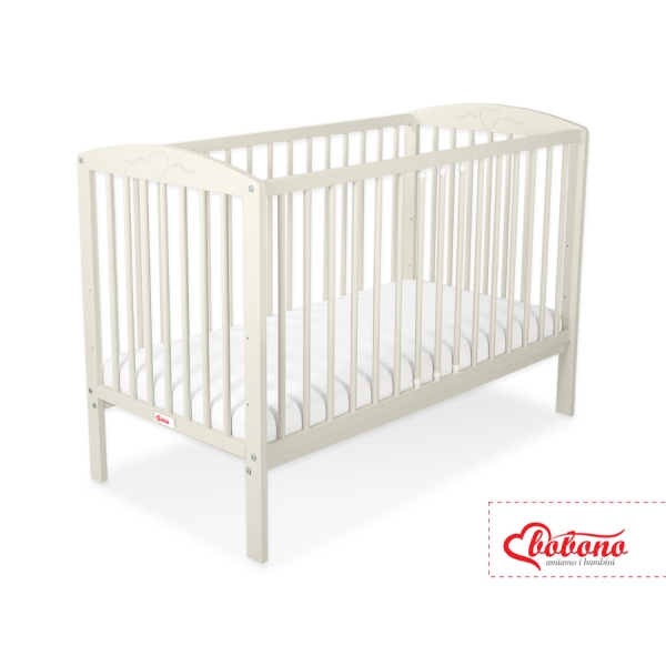 Lit Bébé à Barreaux 60x120 cm Crème Cœurs