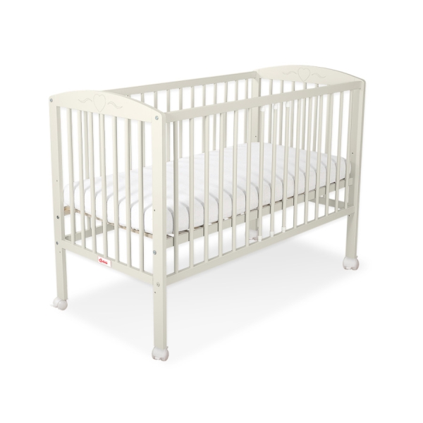 Lit Bébé à Barreaux 60x120 cm Crème Cœurs
