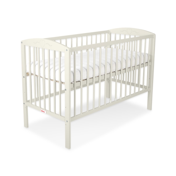 Lit Bébé à Barreaux 60x120 cm Crème Cœurs