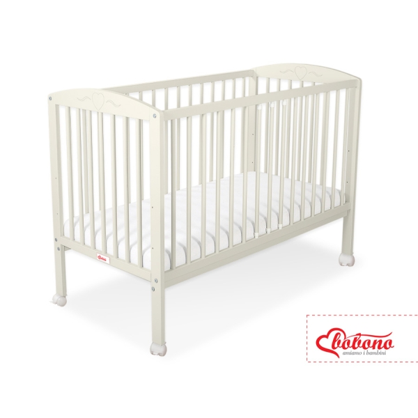 Lit Bébé à Barreaux 60x120 cm Crème Cœurs
