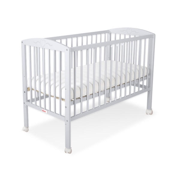 Lit Bébé à Barreaux 60x120 cm Gris Cœurs